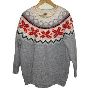 Aerie Sweater Oversized Fair Isle Nordic Wool Alpaca Winter Ski Lodge Women’s S